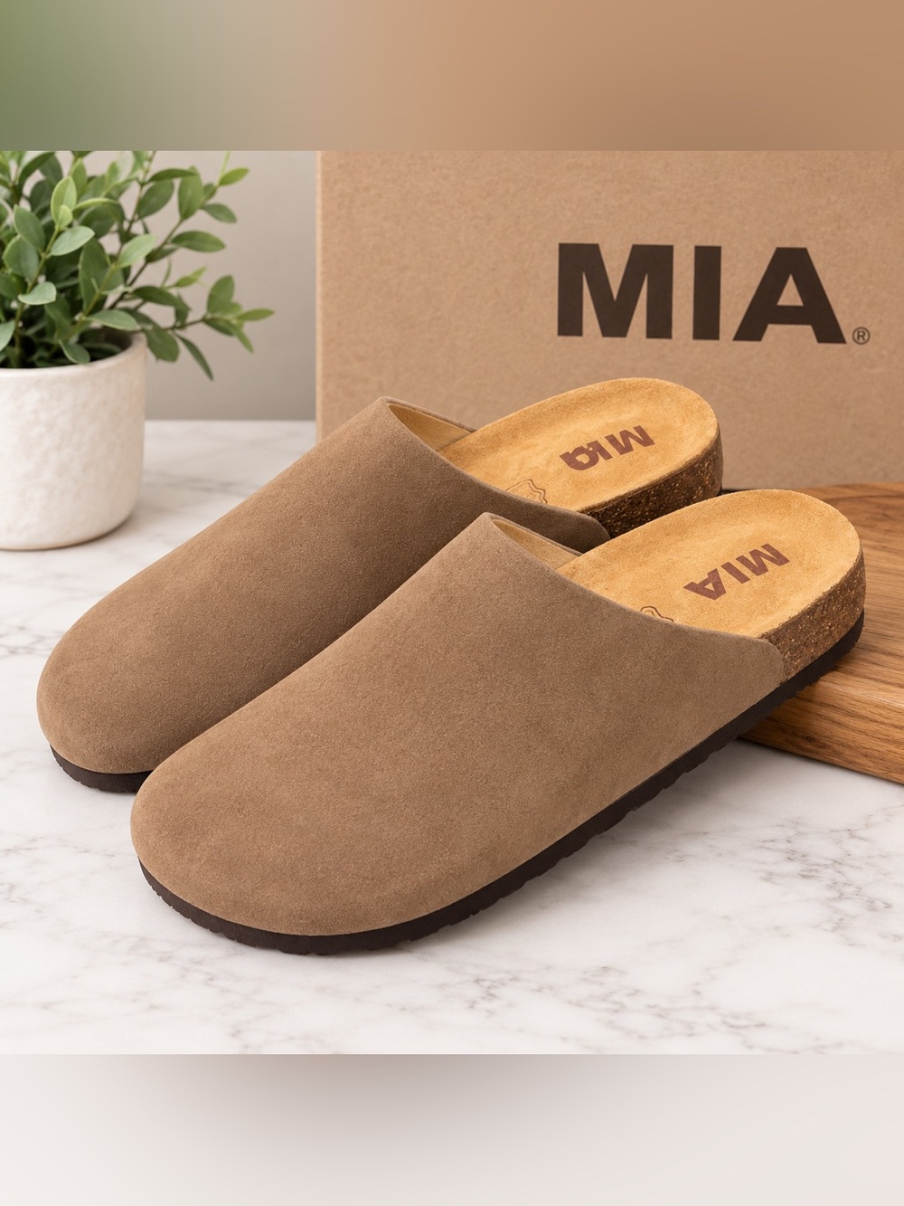 MIA taupe Genuine Suede Clogs, Women’s 7.5 NWOB